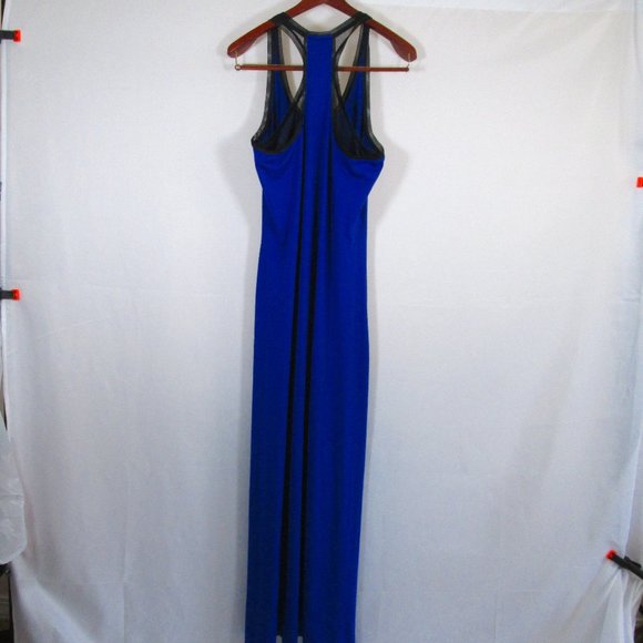 FABLETICS Womens Blue Jersey Tank Maxi Dress Size L Black Mesh Accents P… - Picture 2 of 5